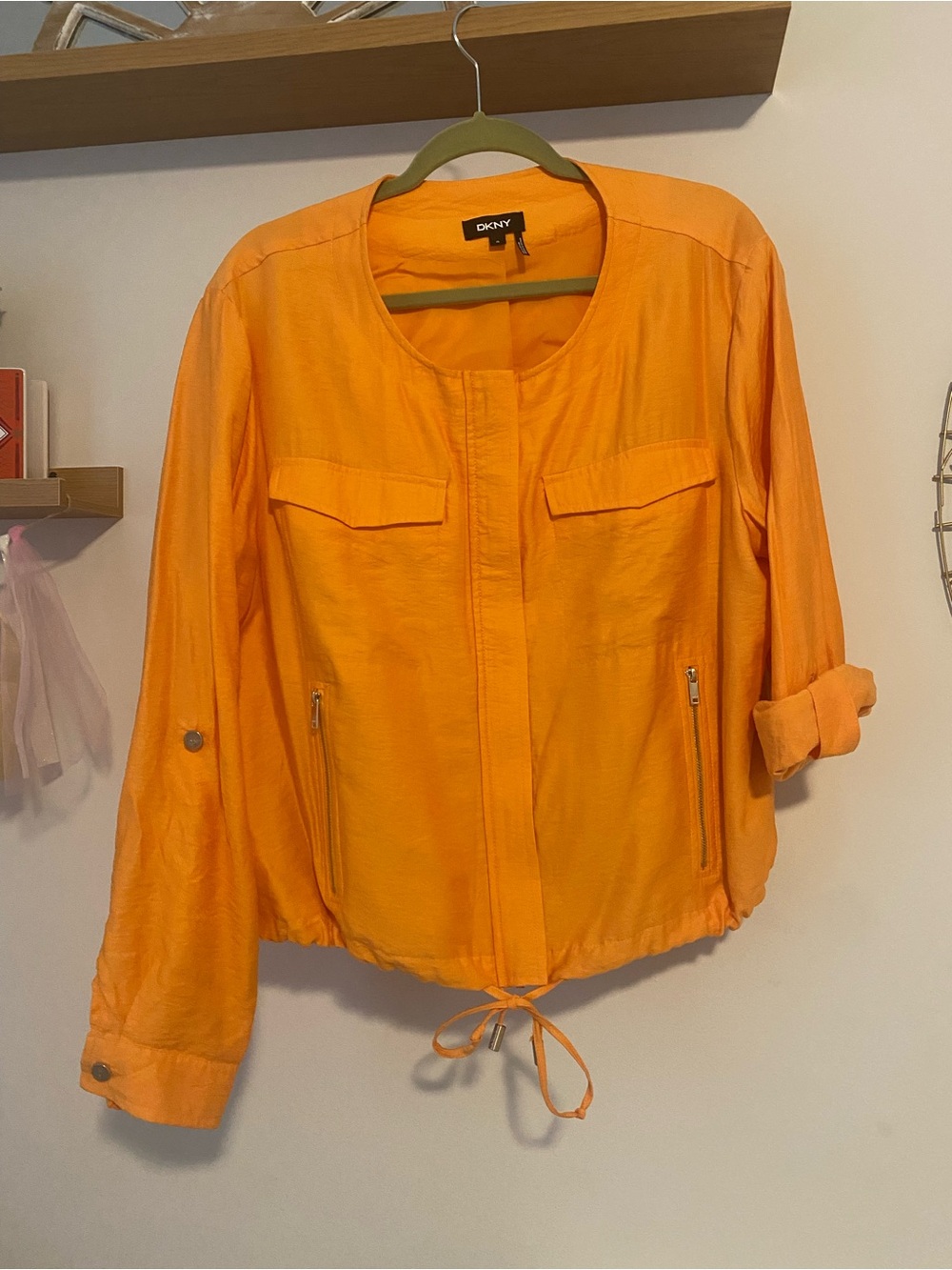 DKNY Orange Utility Drawstring Jacket